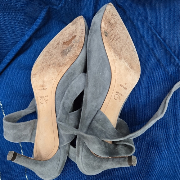 AD & Daughters Grey Suede Kitten Heel Ankle Tie Shoe 8 - Picture 5 of 13